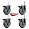 Service Caster 5 Inch Gray Polyurethane Wheel Swivel 58 Inch Threaded Stem Caster Set with Brake SCC SCC-TS20S514-PPUB-PLB-58212-4 - alternate 4